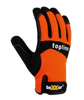 teXXor Kunstleder-Handschuh, grau, orange- farb. Oberteil Nylon-Spandex- Gem., schwarze Kunstleder- Innenhandverstrkung a.d. Ver- schleizonen, Klettverschluss Gre 11
