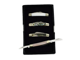 Herbertz Mini-Messer, 4er Set, 215000-GoT AISI 420, je 2 Klingen,, Abalone, Neusilber