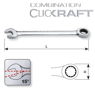 Kraftwerk Werkzeug Kraftwerk CombinationClickraft Gabelring-Ratschenschlssel 22mm