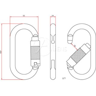 Aliens Stahlkarabiner Total Oval Trilock Karabinerfarbe Karabinerverschluß