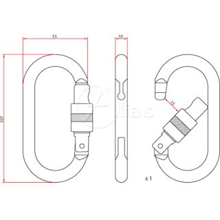 Aliens Stahlkarabiner Total Oval Screw Karabinerfarbe Karabinerverschluß