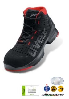 Uvex Sicherheitsschuh S1 Stiefel 8547 schwarz/rotin Größe 43 (Weite 11)