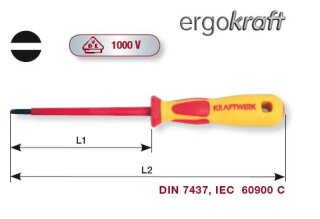 Kraftwerk Werkzeug Kraftwerk ergokraft Elektriker-Schraubendr. Schlitz versch.Gr.