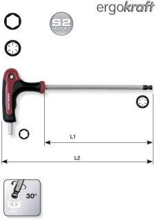 Kraftwerk Werkzeug Kraftwerk ergokraft Kugelkopf-T-Schraubendreher versch. Größen