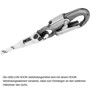 Petzl GRILLON HOOK internationale Ausführung weiß-gelb Länge 4 m
