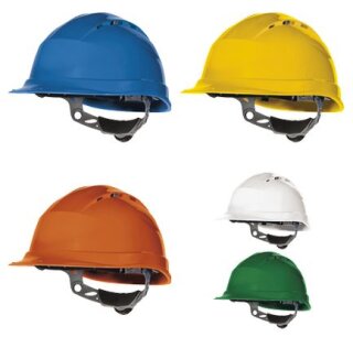 DeltaPlus Quartz IV Bauhelm nach EN397 gelb mit Lüftung und Drehverschluss