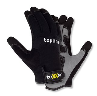 teXXor Kunstleder-Handschuh, grau, mit schw. Oberteil aus Nylon-Spandex-Gemisch. schw. Kunstleder-Innenhandverstrk. a.d. Verschleizonen, Klettv. Handgel. Gre 7